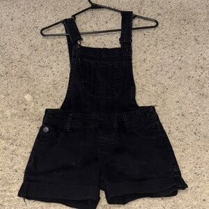 Wallflower Black Denim Short Overalls